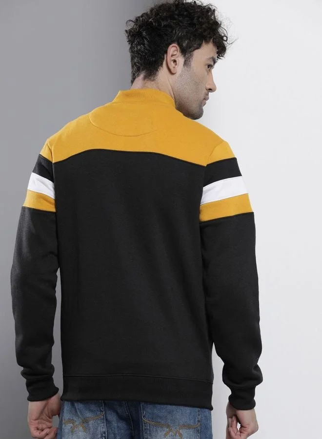 The Indian Garage Co  The Indian Garage Co Men Regular Fit Colourblocked High Neck Full Sleeves Sweatshirt  | Best Price UAE