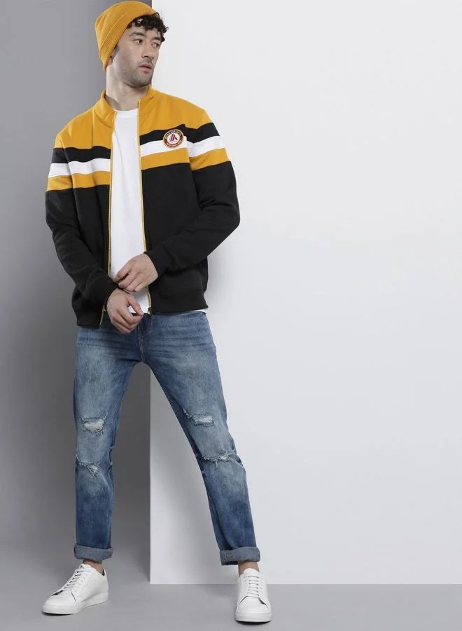 The Indian Garage Co  The Indian Garage Co Men Regular Fit Colourblocked High Neck Full Sleeves Sweatshirt  | Best Price UAE
