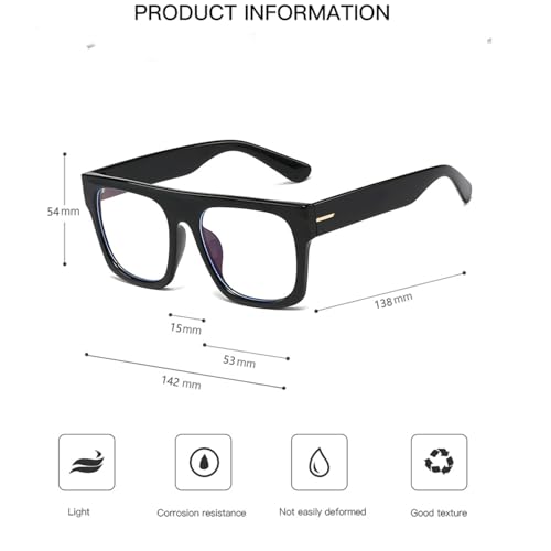 Jurchio Unisex Stylish Square Non-prescription Eyeglasses Glasses Flat Top Big Eyeglass Frames Large lens Clear Lens Eyewear (Blue) - Image 5