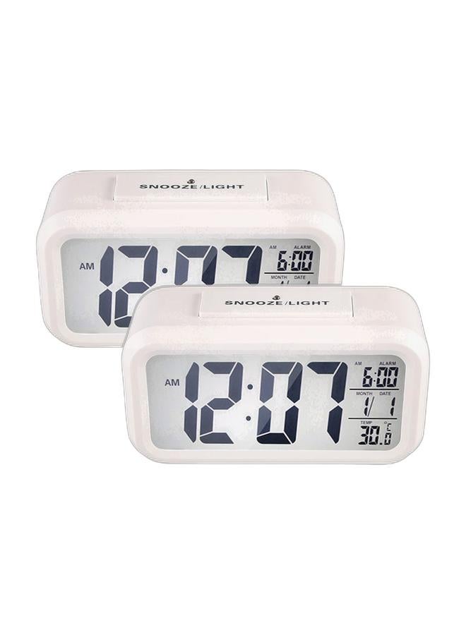 Digital LED Electronic Alarm Clock White Bundle - Image 1