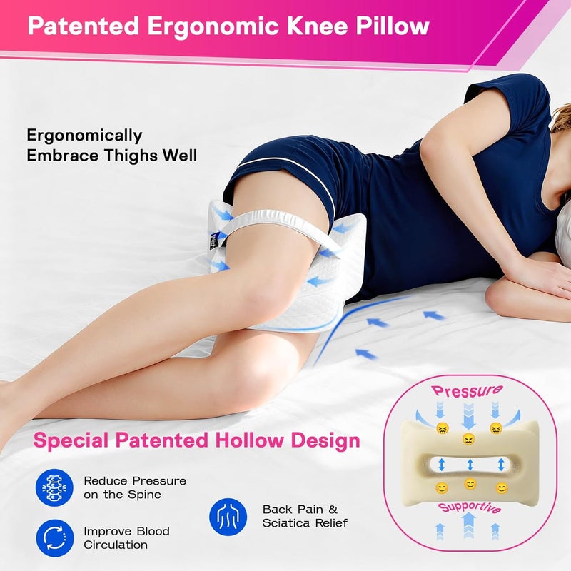 Forcanby Memory Foam Leg Pillow for Side Sleepers - Relax from Sciatica, Back, HIPS, Knees, and Joints - Removable and Washable Cover - Perfect for Pregnancy and Nursing (White-Extra Soft) - Image 2