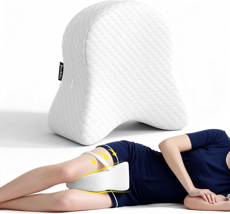 Forcanby Memory Foam Leg Pillow for Side Sleepers - Relax from Sciatica, Back, HIPS, Knees, and Joints - Removable and Washable Cover - Perfect for Pregnancy and Nursing (White-Extra Soft) - Image 1