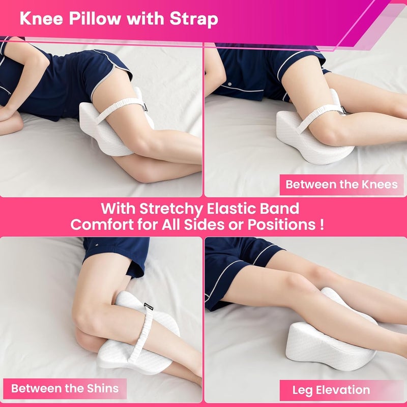 Forcanby Memory Foam Leg Pillow for Side Sleepers - Relax from Sciatica, Back, HIPS, Knees, and Joints - Removable and Washable Cover - Perfect for Pregnancy and Nursing (White-Extra Soft) - Image 4