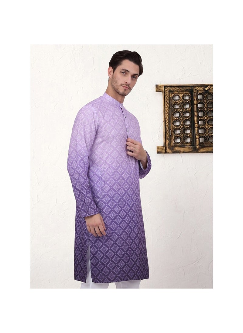 PRASHA MEN's Ombre Pure Cotton Straight Kurta - Image 4