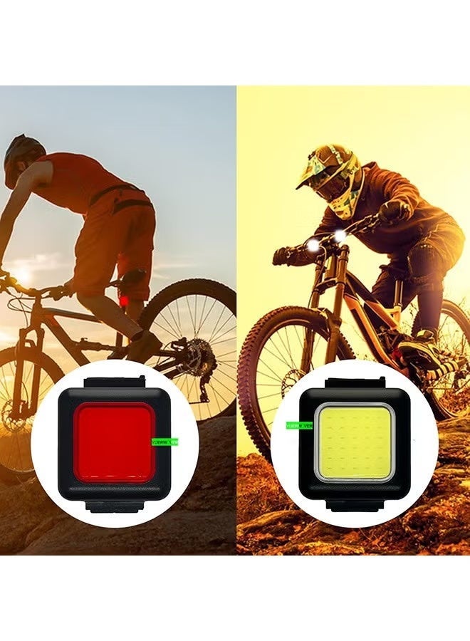 طقم إضاءة دراجة قابلة لإعادة الشحن فائقة السطوع، مصباح أمامي للدراجة ومصباح خلفي خلفي أساسي للقيادة الليلية، مصباح تحذيري مقاوم للماء وملحقات دراجات الجبال للأطفال والرجال والنساء والكبار. - Image 5