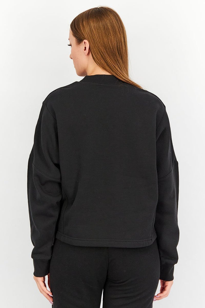 Reebok Women Sportswear Fit Long Sleeve Outdoor Sweatshirt, Black and White - Image 2