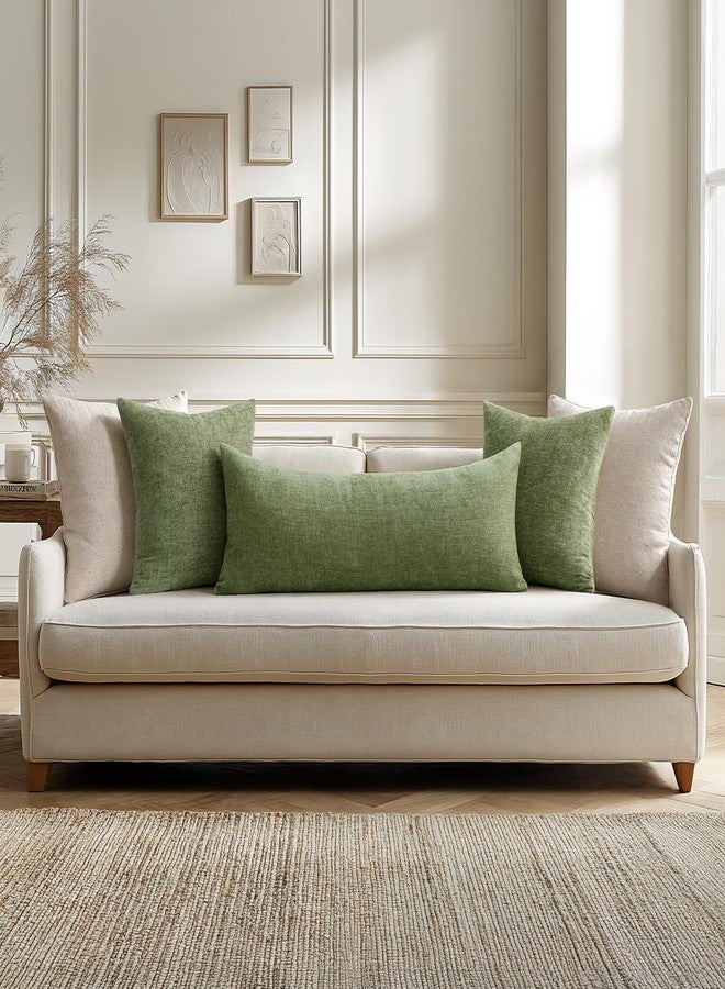 MIULEE Pack of 1 Couch Throw Pillow Covers 14x36 Inch Spring Soft Sage Green Chenille Pillow Covers for Sofa Living Room Solid Dyed Pillow Cases - Image 4