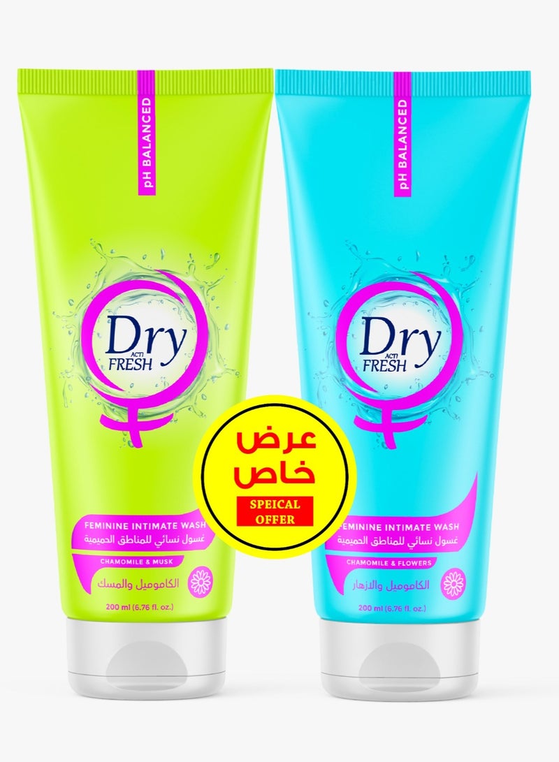 Fresh Intimate Feminine Wash Gel, CHAMOMILE, MUSK & FLOWERS, 200 ML, SPECIAL OFFER, 2PACK
