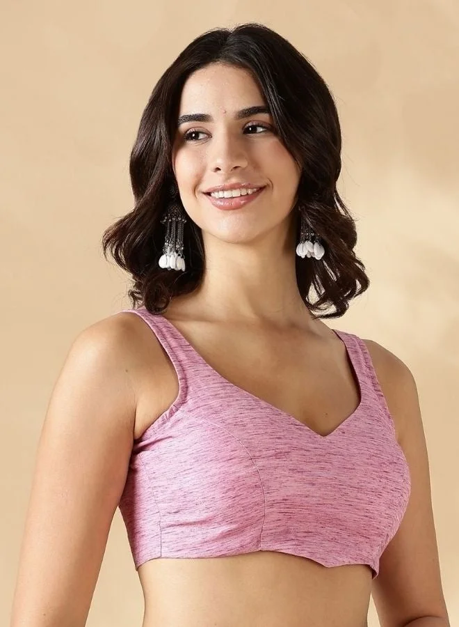 Abhishti Plunge neck Blouse-pink