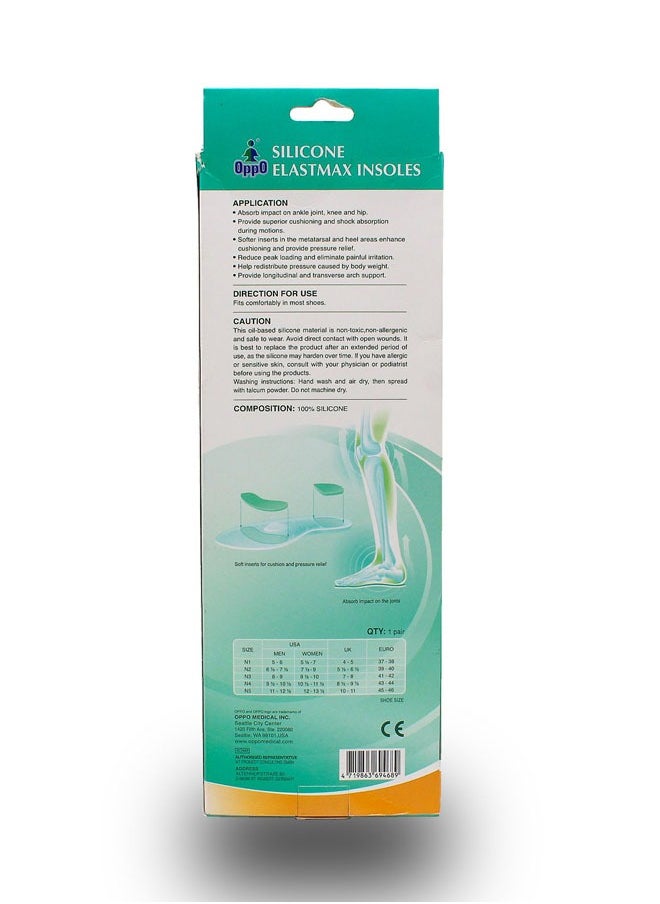 OPPO - Silicone Elastmax Insoles 5401 – Dual-Density Orthotic Foot Support for Shock Absorption & Arch Relief - Image 1