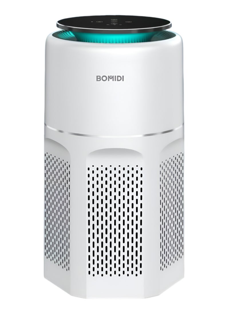 BOMIDI منقي الهواء – جهاز تنقية الهواء المنزلي للحساسية، الحيوانات الأليفة، الغبار، العفن، الدخان، مزيل الروائح، فلتر H13 HEPA الحقيقي، مستشعر PM2.5، تحكم ذكي عبر الواي فاي، وضع النوم، قفل الأطفال، دوران هواء 360°، تشغيل هادئ، AP01 - Image 1