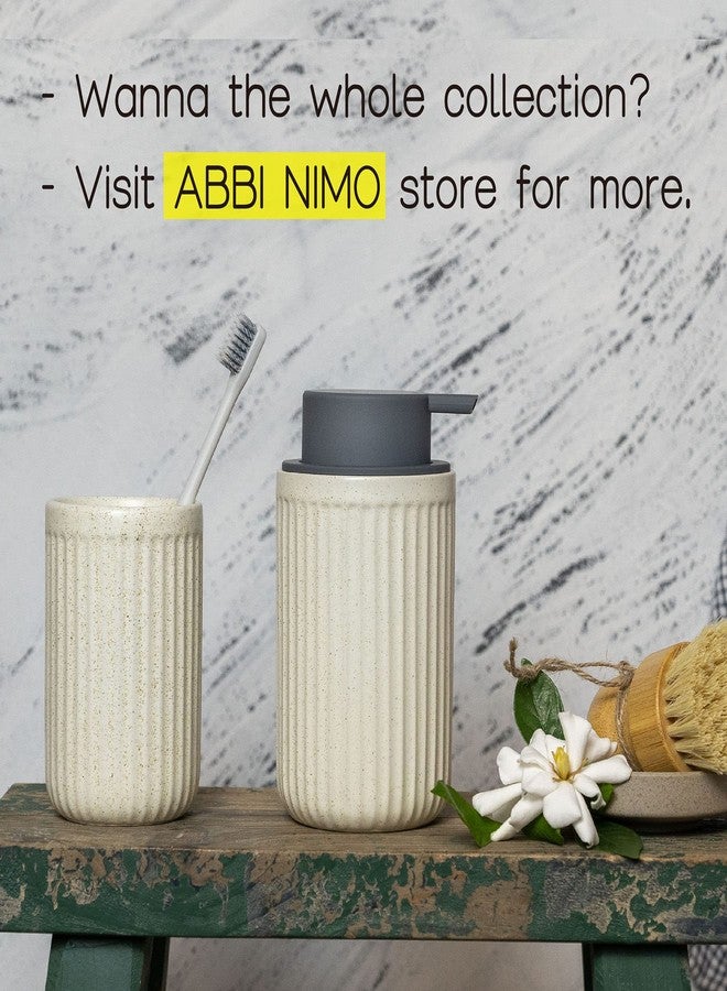ABBI NIMO Beige Speckled Ceramic Toothbrush Holder, Rippled Cylinder Tumbler for Bathroom Countertop, Makeup Brush Holder, Pen Organizer, Multipurpose Bathroom Accessory - Image 4