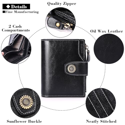 FALAN MULE Small Wallet for Women Leather Bifold Compact Small Womens Wallet with RFID Blocking - Image 5