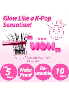 CLIONE PRIME CLIONE PRIME Korean Self Adhesive Lash Clusters Voluminous Look No Glue Press On Pre Bond Lash Clusters Fluffy Self Adhesive False Eyelashes No Glue Needed Reusable Wispy Eyelash Extensions  - Image 2