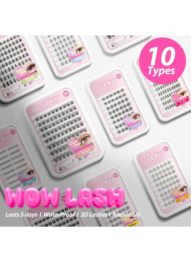 CLIONE PRIME - CLIONE PRIME Korean Self Adhesive Lash Clusters Voluminous Look No Glue Press On Pre Bond Lash Clusters Fluffy Self Adhesive False Eyelashes No Glue Needed Reusable Wispy Eyelash Extensions - Image 1