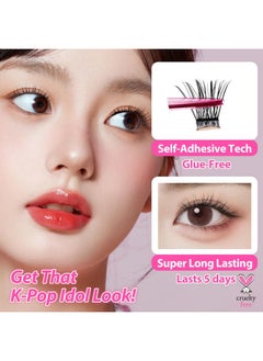 CLIONE PRIME CLIONE PRIME Korean Self Adhesive Lash Clusters Voluminous Look No Glue Press On Pre Bond Lash Clusters Fluffy Self Adhesive False Eyelashes No Glue Needed Reusable Wispy Eyelash Extensions  - Image 3