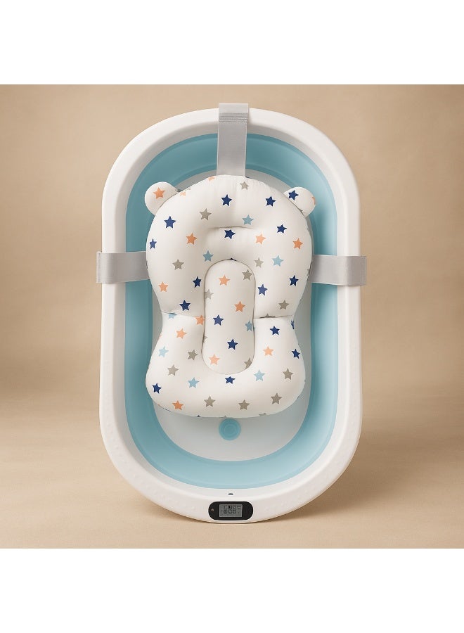 حوض استحمام سيليكون للأطفال قابل للطي مع وسادة وترمومتر – موفر للمساحة، مضاد للانزلاق، سهل التنظيف – 70×40×20 سم - Image 1