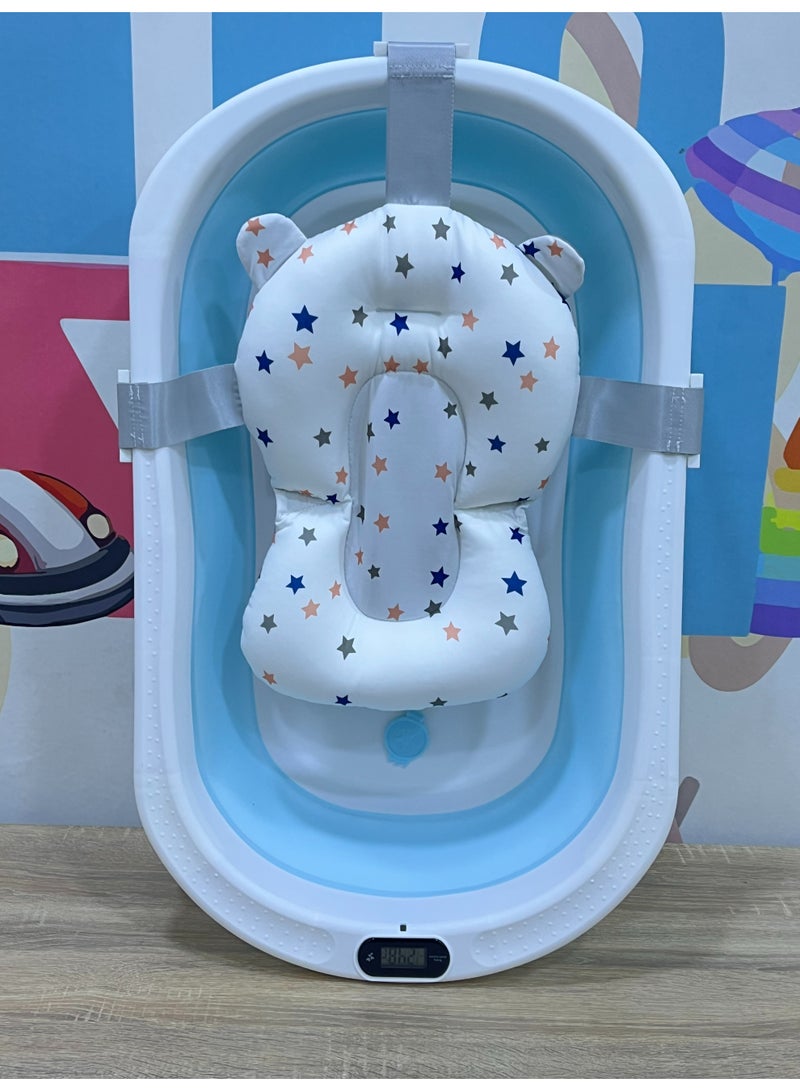 حوض استحمام سيليكون للأطفال قابل للطي مع وسادة وترمومتر – موفر للمساحة، مضاد للانزلاق، سهل التنظيف – 70×40×20 سم - Image 3