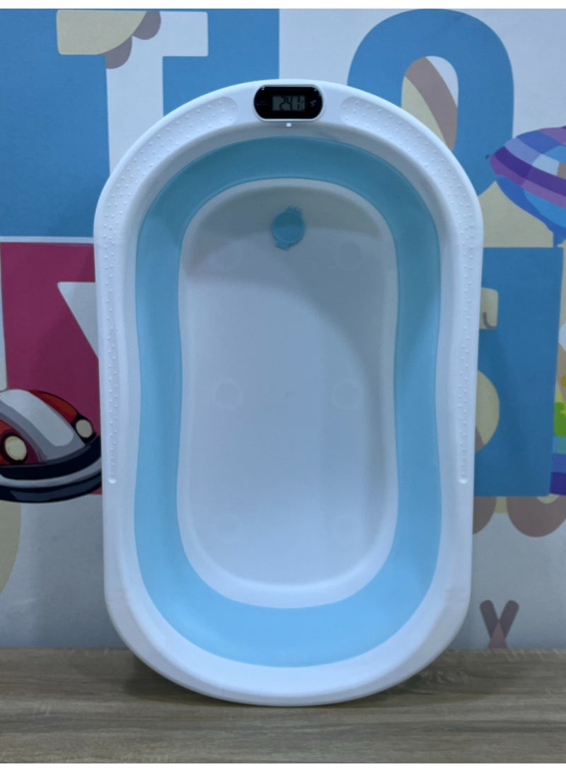 حوض استحمام سيليكون للأطفال قابل للطي مع وسادة وترمومتر – موفر للمساحة، مضاد للانزلاق، سهل التنظيف – 70×40×20 سم - Image 5