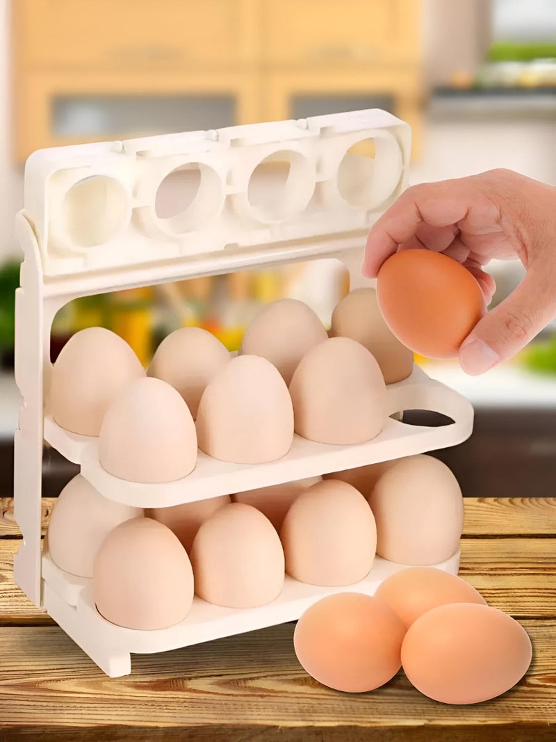 Collapsible Egg Holder - 3-Layer Plastic Storage Tray with 24 Slots to Safely Organize Eggs, Great for Household, Hotels, and Commercial Use