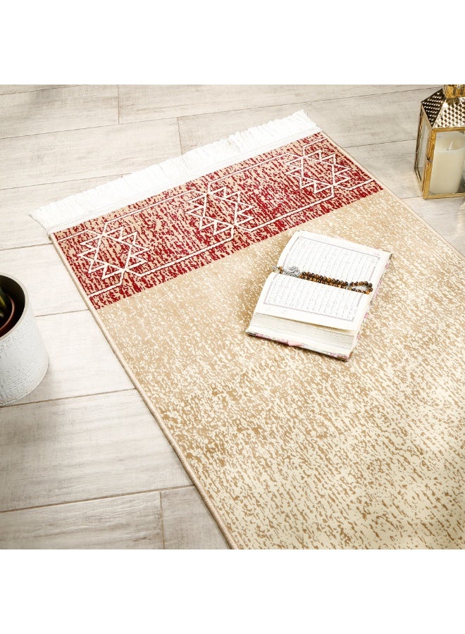 سجادتي سجادة صلاة  فاخرة بسماكة 4 مم، ناعمة جدًا وغير قابلة للانزلاق، بتصميم سوهان بيج أنيق للمنزل والمسجد مقاس 70*110 - Image 2