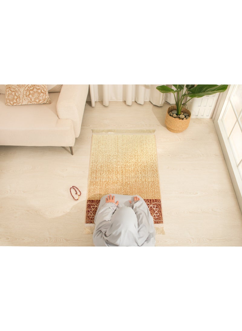 سجادتي سجادة صلاة  فاخرة بسماكة 4 مم، ناعمة جدًا وغير قابلة للانزلاق، بتصميم سوهان بيج أنيق للمنزل والمسجد مقاس 70*110 - Image 3