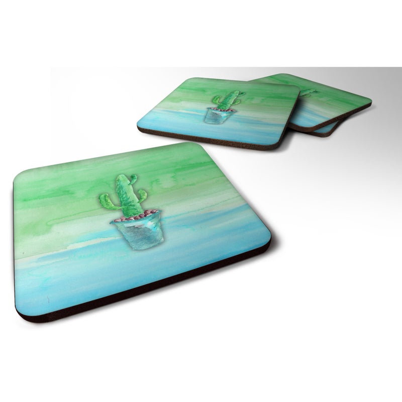 Caroline's Treasures ""Caroline's Treasures Cactus Teal and Green Watercolor Decorative coasters  3.5  Multicolor"" 