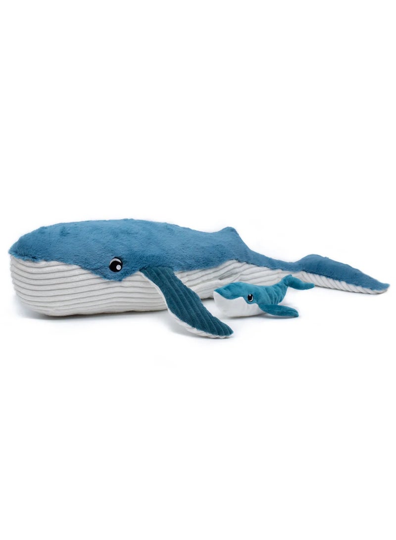 Les Deglingos Gravillou the Whale Plush Toy - Mom & Baby Set, Soft Eco-Friendly Stuffed Toy from Birth, Machine Washable - Image 1