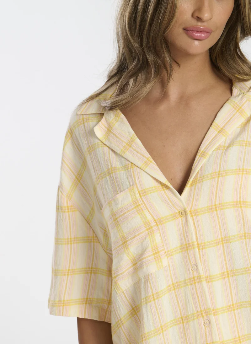 ساوث بيتش طقم بنطلون طويل بأكمام تقليدية من القطن المجعد