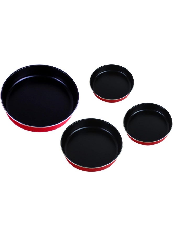 4Pcs Round Oven Trays, Non-Stick Baking Plates, Heavy Duty Carbon Steel Pizza & Cake Pans, (24 X 26 X 30 X 32cm) - Image 3
