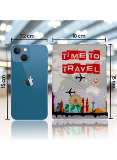 Tediline Passport Holder, Passport Cover - Printed Design, Time to Travel - Travel Wallet for Men and Women, Secure Document Organizer with RFID Protection, Lightweight, Compact Design, Ideal for Travel, Passport Storage, and Luggage Organization  - Image 4