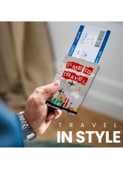 Tediline Passport Holder, Passport Cover - Printed Design, Time to Travel - Travel Wallet for Men and Women, Secure Document Organizer with RFID Protection, Lightweight, Compact Design, Ideal for Travel, Passport Storage, and Luggage Organization  - Image 5