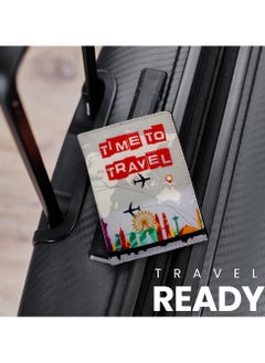 Tediline Passport Holder, Passport Cover - Printed Design, Time to Travel - Travel Wallet for Men and Women, Secure Document Organizer with RFID Protection, Lightweight, Compact Design, Ideal for Travel, Passport Storage, and Luggage Organization  - Image 2