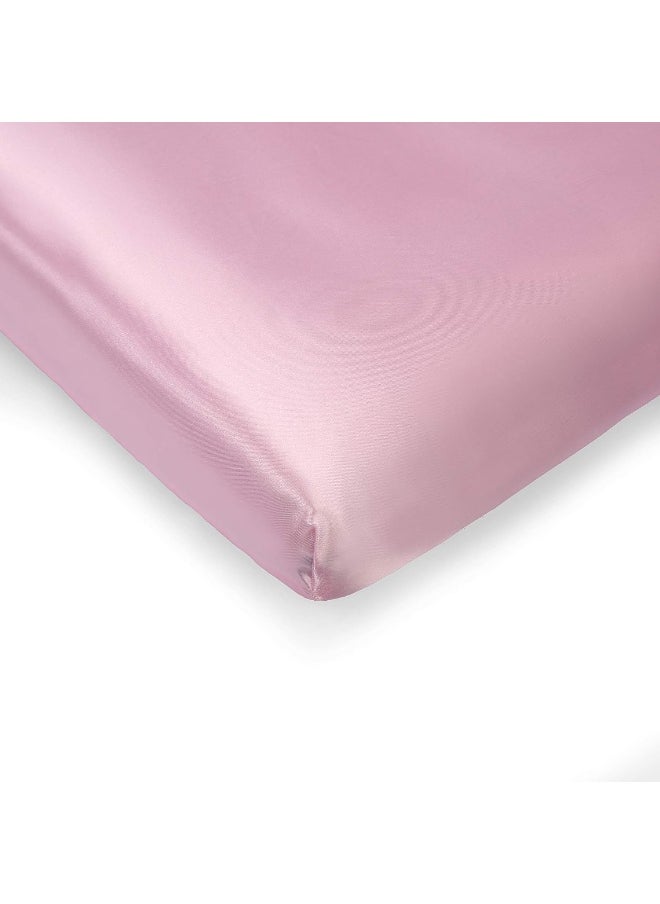 Pro Goleem Pro Goleem Satin Pack n Play Playard Sheet Great for Baby Hair Soft Silk Feeling 27x39 Inch Fitted Portable Mini Crib Sheet Playard Mattress Cover for Girls Pink  - Image 1
