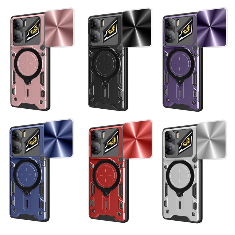 erorex For ZTE nubia Neo 3 CD Texture Sliding Camshield Magnetic Holder Phone Case(Purple) - Image 2