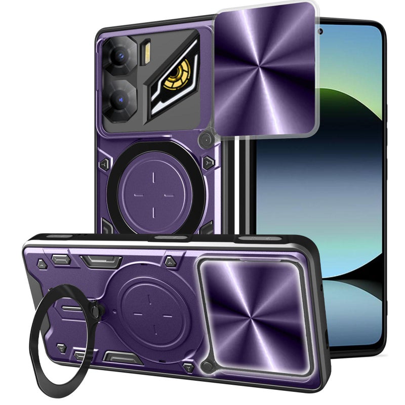 erorex For ZTE nubia Neo 3 CD Texture Sliding Camshield Magnetic Holder Phone Case(Purple) - Image 1