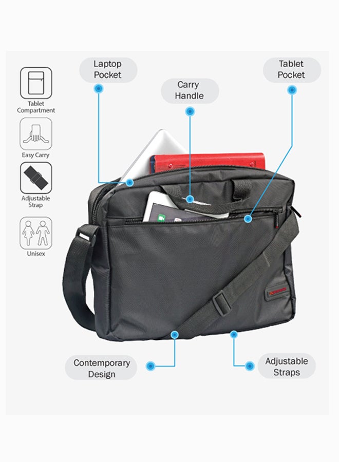 PROMATE Premium Lightweight Messenger Bag for Laptops up to 15.6” with Front Storage Zipper Black - Image 5