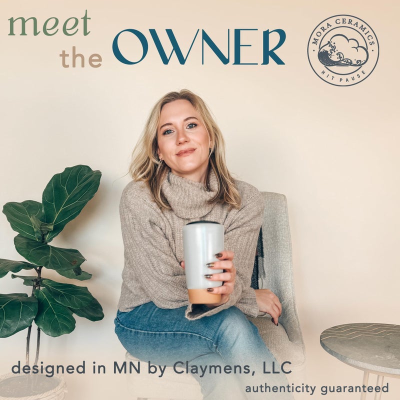 Mora Double Wall Ceramic Coffee Travel Mug with Lid, 14 oz, Portable, Microwave, Dishwasher Safe, Insulated Reusable Tall Cup, Splash Resistant Lid - To Go Tumbler for Car Cup Holder, Overcast Grey - Image 3