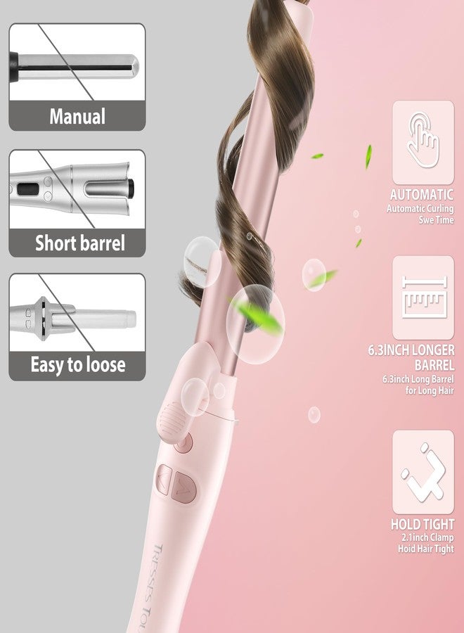 Tresses Touch Extra-Long Barrel Rotating Curling Iron with Short Clamp, Automatic Curling Iron 1 Inch Creates Loose Curls – for Medium and Long Hair, High Heat 410°F, Instant Heat up, Double Ceramic, Dual Voltage - Image 3