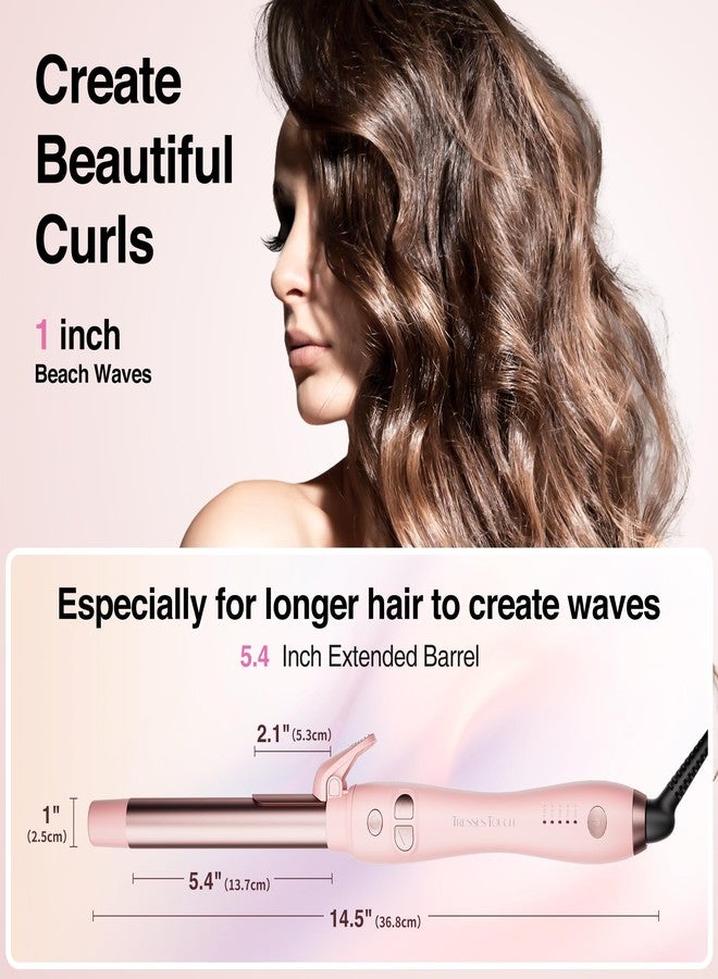 Tresses Touch Extra-Long Barrel Rotating Curling Iron with Short Clamp, Automatic Curling Iron 1 Inch Creates Loose Curls – for Medium and Long Hair, High Heat 410°F, Instant Heat up, Double Ceramic, Dual Voltage - Image 2