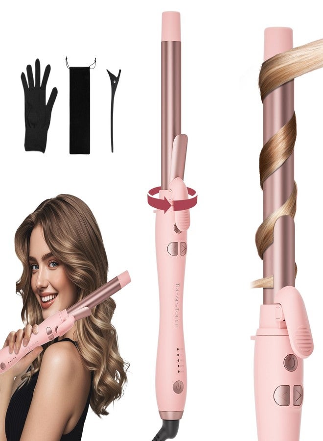 Tresses Touch Extra-Long Barrel Rotating Curling Iron with Short Clamp, Automatic Curling Iron 1 Inch Creates Loose Curls – for Medium and Long Hair, High Heat 410°F, Instant Heat up, Double Ceramic, Dual Voltage - Image 1