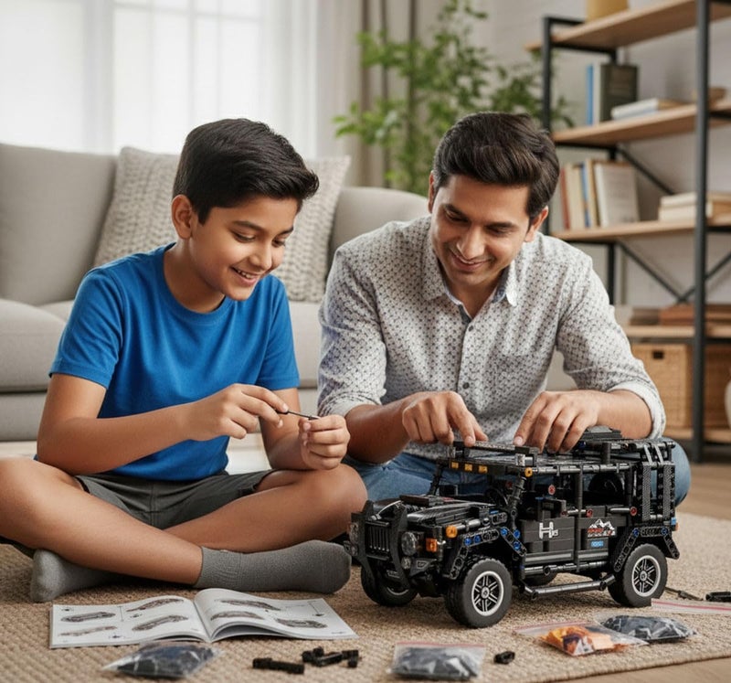 ThinkerPlace 1:14 DIY Blocks Pull-Back Car – Jeep | Big Pull Back Cars | STEM Learning: Learn About Energy Conversion | Educational Toy for Kids 8+ - Image 5