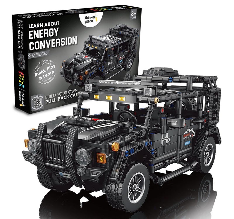ThinkerPlace 1:14 DIY Blocks Pull-Back Car – Jeep | Big Pull Back Cars | STEM Learning: Learn About Energy Conversion | Educational Toy for Kids 8+ - Image 1