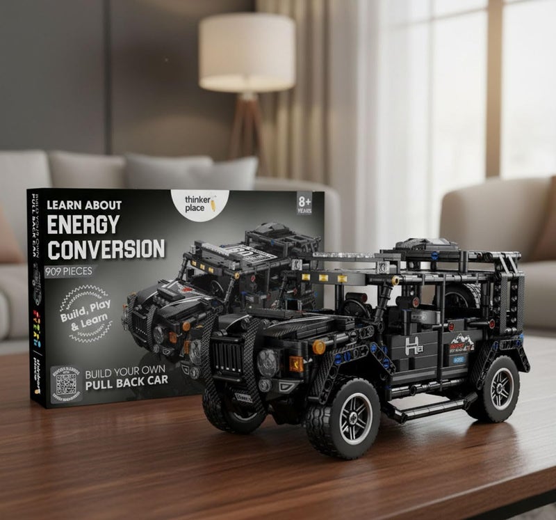 ThinkerPlace 1:14 DIY Blocks Pull-Back Car – Jeep | Big Pull Back Cars | STEM Learning: Learn About Energy Conversion | Educational Toy for Kids 8+ - Image 4