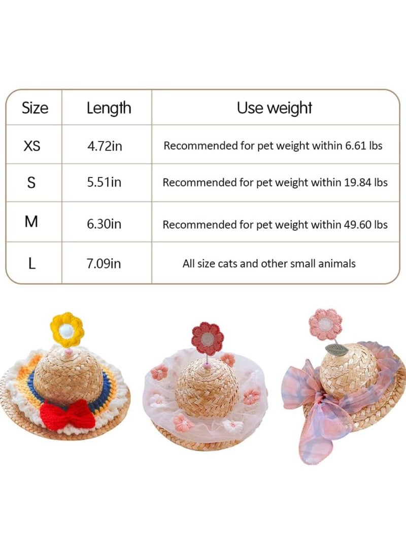 A.M Creative Cute Pet Straw Hat with Adjustable Rope & Metal Spring Pet Sombrero Hat Cat Straw Hat Dog Sun Cap for Summer and Outdoor - Image 5
