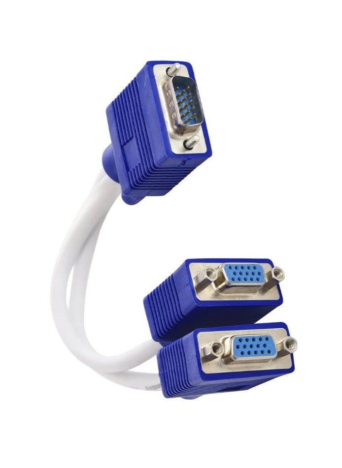 Generic 503-74 VGA Y-splitter 1 to 2, Passive - White & Blue  - Image 1