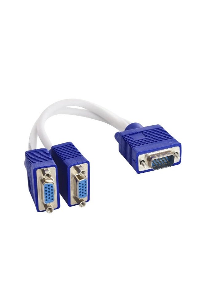 Generic 503-74 VGA Y-splitter 1 to 2, Passive - White & Blue  - Image 2