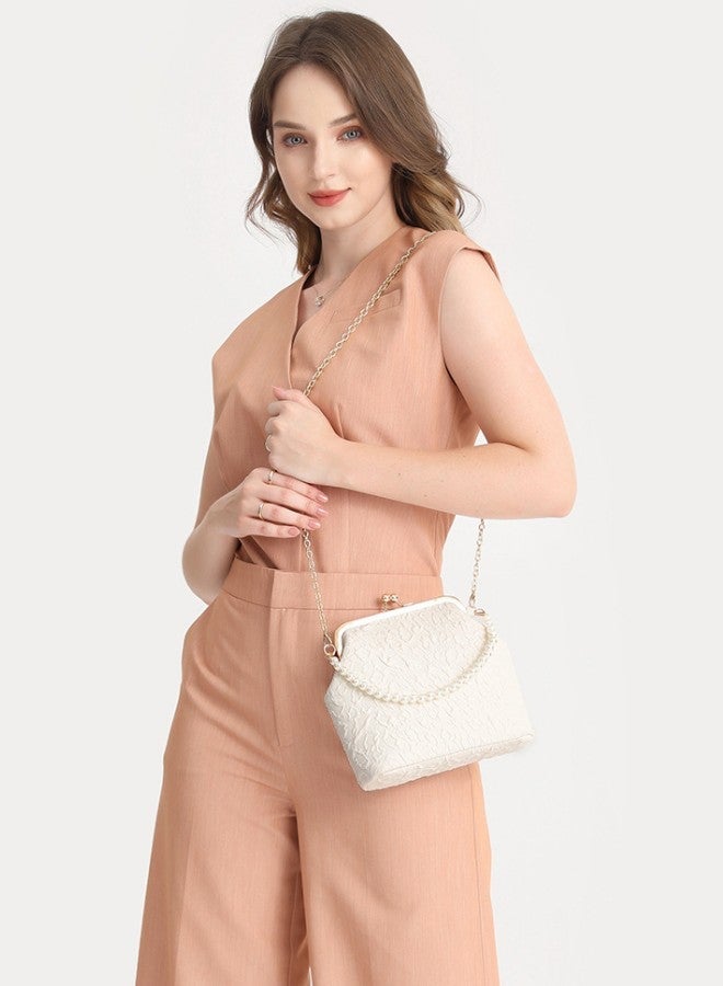 Women's New Pearl Shoulder Strap Clutch Bag, Ladies Mini Mobile Phone Bag Handbag Tote Bags, Versatile Chain Carry Bags Gift Bag Suitable for Banquets and Parties - Image 3