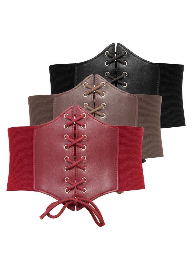 Women Elastic Faux Leather Belt Fashion Cincher Belt Corset 3 Pieces(Xl, Black + Coffee + Red) - pzsku/Z27CE78887DD64D14CC25Z/45/_/1735566821/93dbece6-a10e-4f01-a9c7-4bc295f633cd