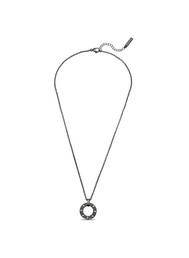POLICE Gunport Grey Stainless Steel Sphere Pendant Necklace for Men